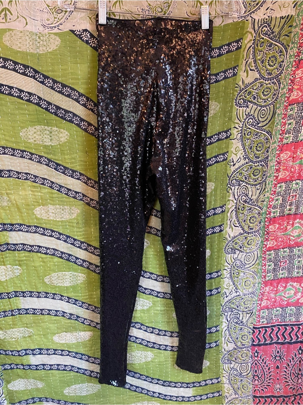 Commando x Revolve Black High Rise Sequined Leggings Small Edgy Downtown Loud - Picture 9 of 15